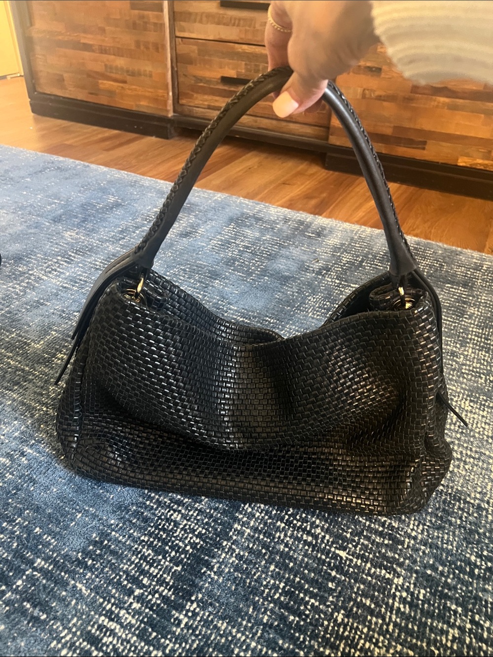 Cole Haan Black Woven Shoulder Bag - Picture 3 of 5
